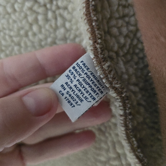 Old Navy Y2K Coat Tan Faux Suede Sherpa Shearling Lined Outdoor Jacket  M Vtg - Picture 4 of 13